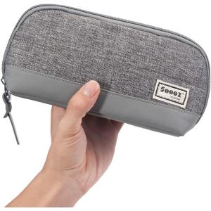 imageSooez WideOpening Pencil Pen Case Lightweight ampamp Spacious Pencil Bag Pouch Box Organizer Aesthetic Supply with Triangular Design for Adults GreyGrey
