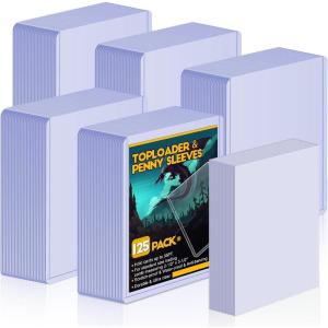 imageToploaders and Sleeves 125 Set Sooez Toploader Card Protector 3x4 Baseball Card Holder Hard Plastic Card Sleeves Clear Card Case for Collectible Trading Card Sports Cards