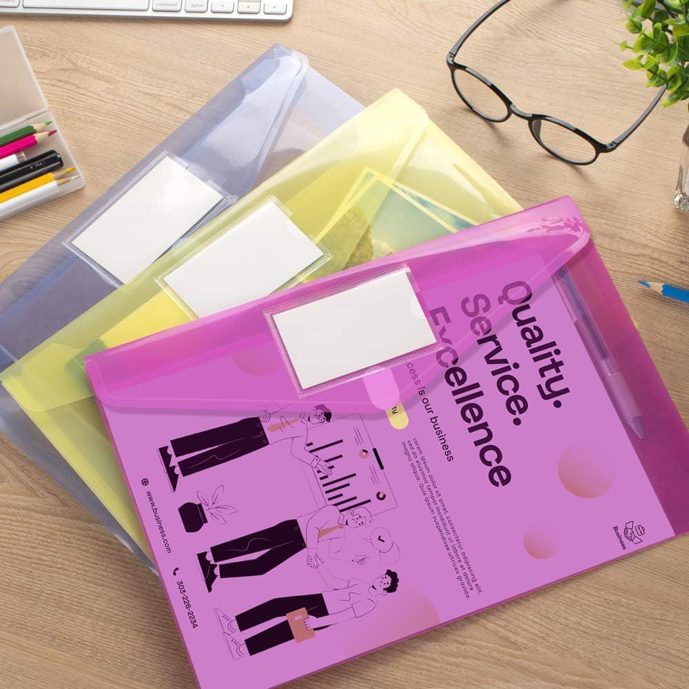 Sooez 10 Pack Plastic Envelopes Poly Envelopes, Clear Document Folders ...