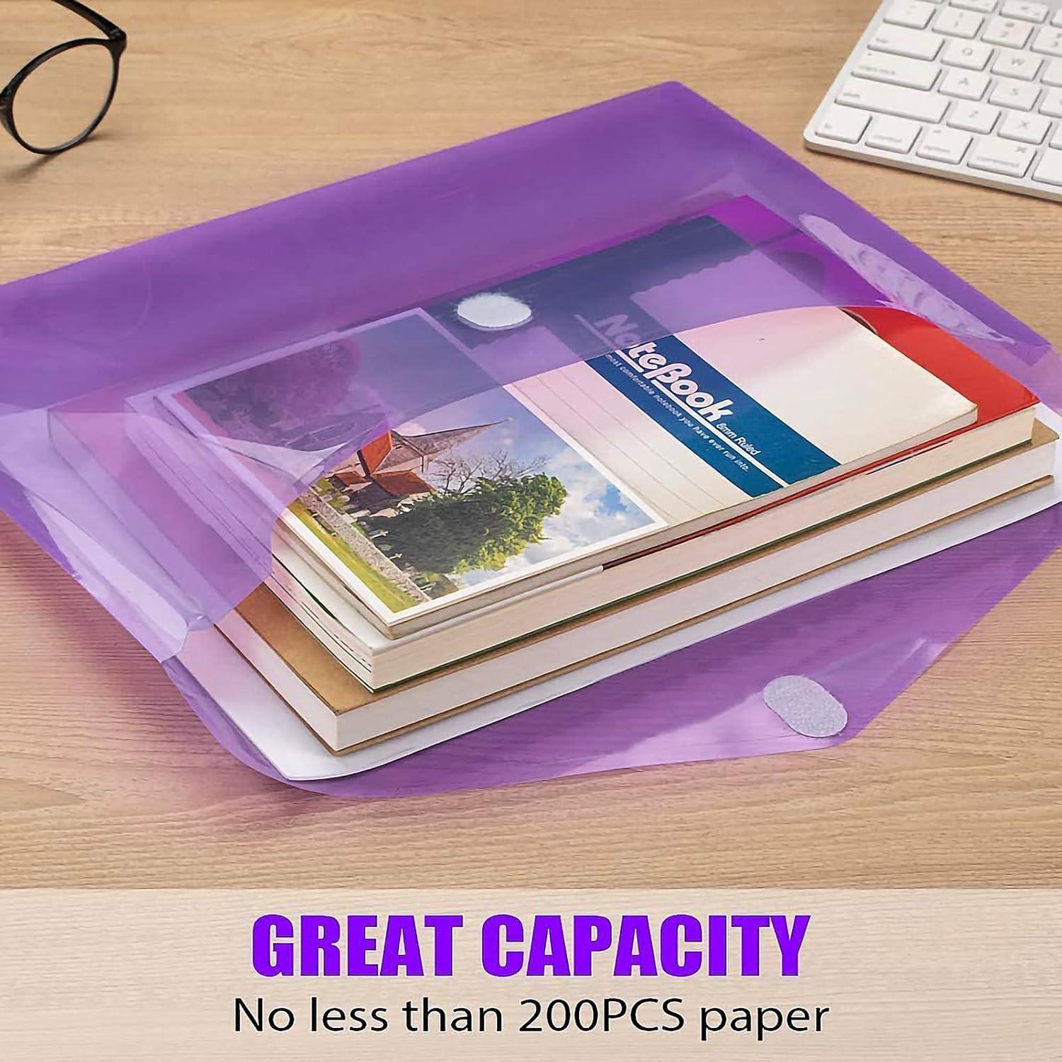 Sooez 10 Pack Plastic Envelopes Poly Envelopes, Clear Document Folders ...