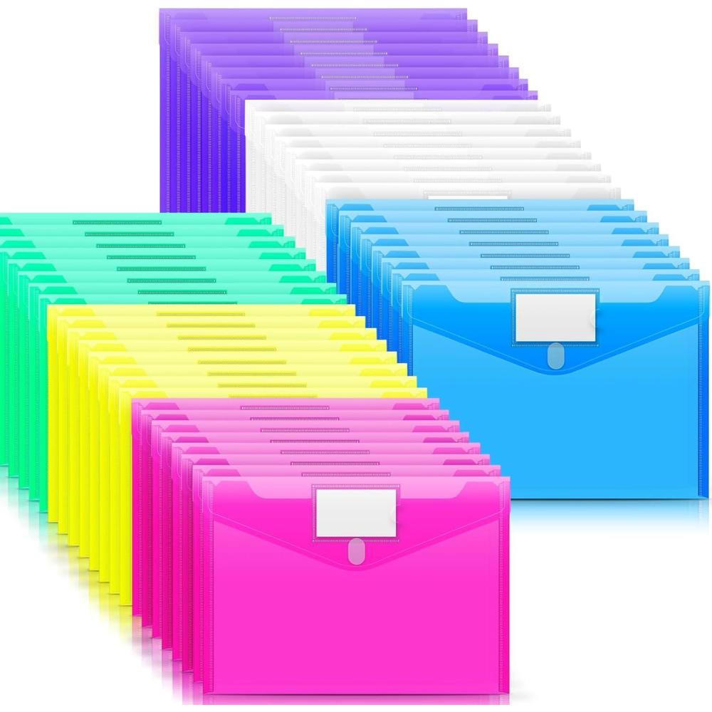 Sooez 10 Pack Plastic Envelopes Poly Envelopes, Clear Document Folders ...