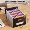 imageSooez 24 Pockets Expanding File Folder with Blank Labels According File Organizer with Expandable Cover Desktop Accordion Folders Letter A4 Paper Document Storage Organizer BlackRed