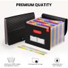 imageSooez 24 Pockets Expanding File Folder with Blank Labels According File Organizer with Expandable Cover Desktop Accordion Folders Letter A4 Paper Document Storage Organizer BlackRed