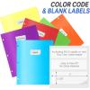 imageSooez 2Pocket Folders Plastic Folders with Pockets 3 Hole Punched 1 Pack Pockets Folder for 3 Ring Binder with Labels Heavy Duty Binder Folder for Document Letter Size File FolderBlackBright