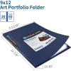 imageSooez 30Pocket Binder with Plastic Sleeves 9x12 Black Heavy Duty Art Portfolio Folder with Clear Sheet Protectors Display 60 Pages Presentation Book for Artwork Document Organizer BinderNavy Blue