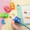 imageSooez 4 Pack Pencil Sharpeners ampamp Eraser Handheld Manual Pencil Sharpener with 2 Sharpening Holes Small Pencil Sharpeners Bulk Hand Pencil Sharpener Blue Orange Green Pink Color