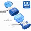 imageSooez 4 Pack Pencil Sharpeners ampamp Eraser Handheld Manual Pencil Sharpener with 2 Sharpening Holes Small Pencil Sharpeners Bulk Hand Pencil Sharpener Blue Orange Green Pink Color