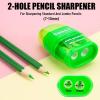 imageSooez 4 Pack Pencil Sharpeners ampamp Eraser Handheld Manual Pencil Sharpener with 2 Sharpening Holes Small Pencil Sharpeners Bulk Hand Pencil Sharpener Blue Orange Green Pink Color