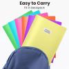 imageSooez 6 Pack Folders with Pockets Heavy Duty Plastic File Folders 2 Pockets Folder Preppy Back to School Supplies Classic ColorsBright Colors
