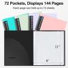 imageSooez 72 Pocket Binder with Plastic Sleeves ampamp Elastic Band Large Capacity 85x11 Presentation Book Display 144 Pages Art Portfolio Document Folder with Clear Sheet Protectors for Office SchoolBlack