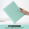 imageSooez A5 Notebook Binder 6 Ring Planner with Stylish Design Loose Leaf Personal Organizer Cover with Magnetic Buckle Closure PU Leather Binder for Women with Macaron Colors Olive GreenMint Green