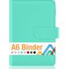 imageSooez A5 Notebook Binder 6 Ring Planner with Stylish Design Loose Leaf Personal Organizer Cover with Magnetic Buckle Closure PU Leather Binder for Women with Macaron Colors Olive GreenMint Green