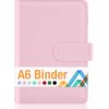 imageSooez A5 Notebook Binder 6 Ring Planner with Stylish Design Loose Leaf Personal Organizer Cover with Magnetic Buckle Closure PU Leather Binder for Women with Macaron Colors Olive GreenPink