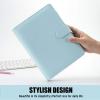 imageSooez A5 Notebook Binder 6 Ring Planner with Stylish Design Loose Leaf Personal Organizer Cover with Magnetic Buckle Closure PU Leather Binder for Women with Macaron Colors Olive GreenMint Blue