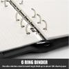 imageSooez A5 Notebook Binder 6 Ring Planner with Stylish Design Loose Leaf Personal Organizer Cover with Magnetic Buckle Closure PU Leather Binder for Women with Macaron Colors Olive GreenRose Gold