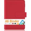 imageSooez A5 Notebook Binder 6 Ring Planner with Stylish Design Loose Leaf Personal Organizer Cover with Magnetic Buckle Closure PU Leather Binder for Women with Macaron Colors Olive GreenRed