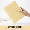imageSooez A5 Notebook Binder 6 Ring Planner with Stylish Design Loose Leaf Personal Organizer Cover with Magnetic Buckle Closure PU Leather Binder for Women with Macaron Colors Olive GreenYellow