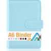 imageSooez A5 Notebook Binder 6 Ring Planner with Stylish Design Loose Leaf Personal Organizer Cover with Magnetic Buckle Closure PU Leather Binder for Women with Macaron Colors Olive GreenMint Blue
