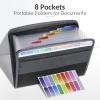 imageSooez Accordion File Organizer with Safe Zipper 12 Pocket Expanding File Folder with Front Pencil Pouch Portable Monthly Paper Bill Tax Receipt Organizer School Office Supplies Letter Size GreyPurple