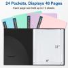 imageSooez Art Portfolio 9x12 Folder with Black Mounting Paper 24 Pockets Binder with Plastic Sleeves Display 48 Pages Presentation Book for Artwork Document Organizer Binder for Office School HomeGreen