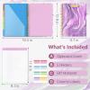 imageSooez Clipboard Folio with Refillable Notepad Folder with 10 Storage Pockets for Letter Size Spiral Clipboard Notebook Cute Portfolio for School Office Nursing Blue FloralAbstract  Purple
