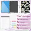imageSooez Clipboard Folio with Refillable Notepad Folder with 10 Storage Pockets for Letter Size Spiral Clipboard Notebook Cute Portfolio for School Office Nursing Blue FloralDaisy  Black