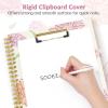 imageSooez Clipboard Folio with Refillable Notepad Folder with 10 Storage Pockets for Letter Size Spiral Clipboard Notebook Cute Portfolio for School Office Nursing Blue FloralBlack Dots
