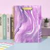 imageSooez Clipboard Folio with Refillable Notepad Folder with 10 Storage Pockets for Letter Size Spiral Clipboard Notebook Cute Portfolio for School Office Nursing Blue FloralAbstract  Purple