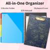 imageSooez Clipboard Folio with Refillable Notepad Folder with 10 Storage Pockets for Letter Size Spiral Clipboard Notebook Cute Portfolio for School Office Nursing Blue FloralNavy Floral