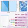 imageSooez Clipboard Folio with Refillable Notepad Folder with 10 Storage Pockets for Letter Size Spiral Clipboard Notebook Cute Portfolio for School Office Nursing Blue FloralAbstract  Blue