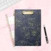 imageSooez Clipboard Folio with Refillable Notepad Folder with 10 Storage Pockets for Letter Size Spiral Clipboard Notebook Cute Portfolio for School Office Nursing Blue FloralNavy Floral