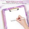 imageSooez Clipboard Folio with Refillable Notepad Folder with 10 Storage Pockets for Letter Size Spiral Clipboard Notebook Cute Portfolio for School Office Nursing Blue FloralAbstract  Purple