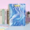 imageSooez Clipboard Folio with Refillable Notepad Folder with 10 Storage Pockets for Letter Size Spiral Clipboard Notebook Cute Portfolio for School Office Nursing Blue FloralAbstract  Blue