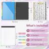 imageSooez Clipboard Folio with Refillable Notepad Folder with 10 Storage Pockets for Letter Size Spiral Clipboard Notebook Cute Portfolio for School Office Nursing Blue FloralBlack Dots