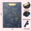 imageSooez Clipboard Folio with Refillable Notepad Folder with 10 Storage Pockets for Letter Size Spiral Clipboard Notebook Cute Portfolio for School Office Nursing Blue FloralNavy Floral