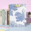 imageSooez Clipboard Folio with Refillable Notepad Folder with 10 Storage Pockets for Letter Size Spiral Clipboard Notebook Cute Portfolio for School Office Nursing Blue FloralFloral  Blue