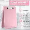 imageSooez Clipboard with Storage Plastic Storage Clipboard with Low Profile Clip Heavy Duty Nursing Clipboards Foldable Coaches Clipboard Case for Work Kids Teacher Must Haves Office School SuppliesAlight Pink