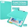 imageSooez Clipboard with Storage Plastic Storage Clipboard with Low Profile Clip Heavy Duty Nursing Clipboards Foldable Coaches Clipboard Case for Work Kids Teacher Must Haves Office School SuppliesAturquoise