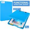imageSooez Clipboard with Storage Plastic Storage Clipboard with Low Profile Clip Heavy Duty Nursing Clipboards Foldable Coaches Clipboard Case for Work Kids Teacher Must Haves Office School SuppliesAblue