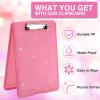 imageSooez Clipboard with Storage Plastic Storage Clipboard with Low Profile Clip Heavy Duty Nursing Clipboards Foldable Coaches Clipboard Case for Work Kids Teacher Must Haves Office School SuppliesBglitter Rose Pink