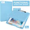 imageSooez Clipboard with Storage Plastic Storage Clipboard with Low Profile Clip Heavy Duty Nursing Clipboards Foldable Coaches Clipboard Case for Work Kids Teacher Must Haves Office School SuppliesBglitter Blue