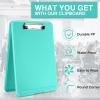 imageSooez Clipboard with Storage Plastic Storage Clipboard with Low Profile Clip Heavy Duty Nursing Clipboards Foldable Coaches Clipboard Case for Work Kids Teacher Must Haves Office School SuppliesAturquoise