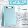 imageSooez Clipboard with Storage Plastic Storage Clipboard with Low Profile Clip Heavy Duty Nursing Clipboards Foldable Coaches Clipboard Case for Work Kids Teacher Must Haves Office School SuppliesAhaze Blue