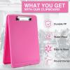 imageSooez Clipboard with Storage Plastic Storage Clipboard with Low Profile Clip Heavy Duty Nursing Clipboards Foldable Coaches Clipboard Case for Work Kids Teacher Must Haves Office School SuppliesArose Pink