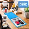 imageSooez Clipboard with Storage Plastic Storage Clipboard with Low Profile Clip Heavy Duty Nursing Clipboards Foldable Coaches Clipboard Case for Work Kids Teacher Must Haves Office School SuppliesAblue