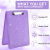 imageSooez Clipboard with Storage Plastic Storage Clipboard with Low Profile Clip Heavy Duty Nursing Clipboards Foldable Coaches Clipboard Case for Work Kids Teacher Must Haves Office School SuppliesBglitter Purple