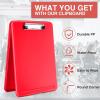 imageSooez Clipboard with Storage Plastic Storage Clipboard with Low Profile Clip Heavy Duty Nursing Clipboards Foldable Coaches Clipboard Case for Work Kids Teacher Must Haves Office School SuppliesAred