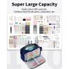 imageSooez Original High Capacity Pencil Case Big Pencil Bag Pouch Box Organizer Pen Case Portable Journaling Supplies with Easy Grip Handle ampamp Loop Aesthetic Supply for Girls Adults Mint GreenCanvas Navy Blue