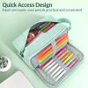 imageSooez Original High Capacity Pencil Case Big Pencil Bag Pouch Box Organizer Pen Case Portable Journaling Supplies with Easy Grip Handle ampamp Loop Aesthetic Supply for Girls Adults Mint GreenMint Green