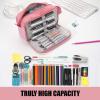 imageSooez Original High Capacity Pencil Case Big Pencil Bag Pouch Box Organizer Pen Case Portable Journaling Supplies with Easy Grip Handle ampamp Loop Aesthetic Supply for Girls Adults Mint GreenPink